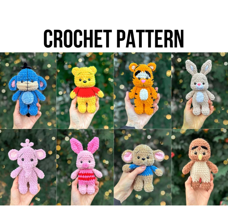 Low-Sew 8in1 PDF PATTERN Winnie the Pooh and Friends