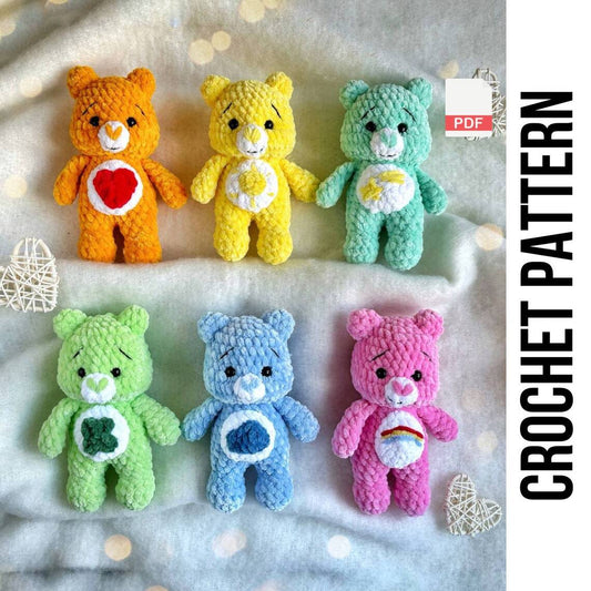 Low-Sew 6-in-1 Care Bears Crochet Pattern Bundle – PDF Digital Download