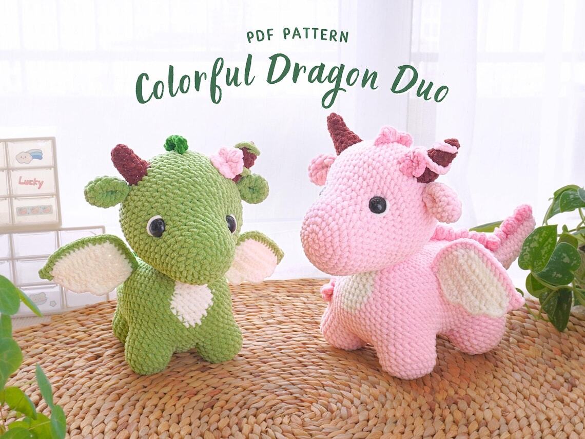 Colorful Dragon Crochet Pattern Bundle – PDF Digital Download