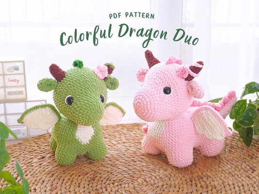 Colorful Dragon Crochet Pattern Bundle – PDF Digital Download