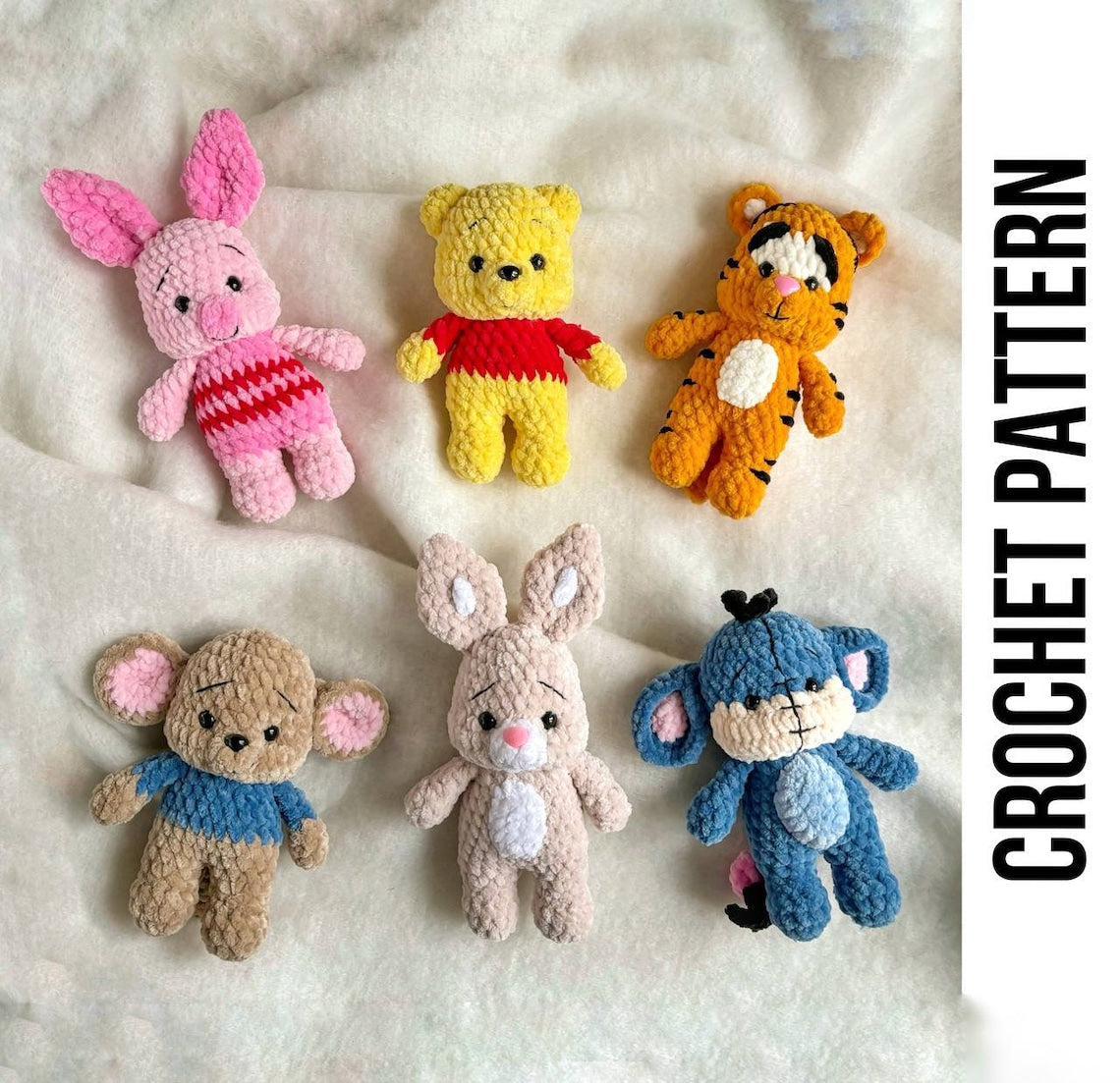 Low-Sew 6-in-1 Crochet Pattern Bundle – Winnie the Pooh & Friends (PDF Download)