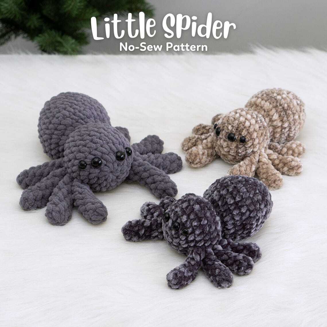 3-in-1 No-Sew Spider Plushies Crochet Pattern Bundle – PDF (5 Languages)